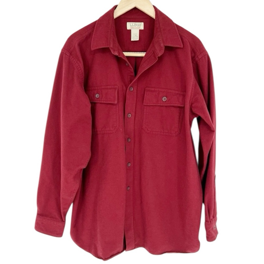 L.L. Bean Burgundy‎ Chamois Cloth Shirt Freeport Maine Traditional Fit Large